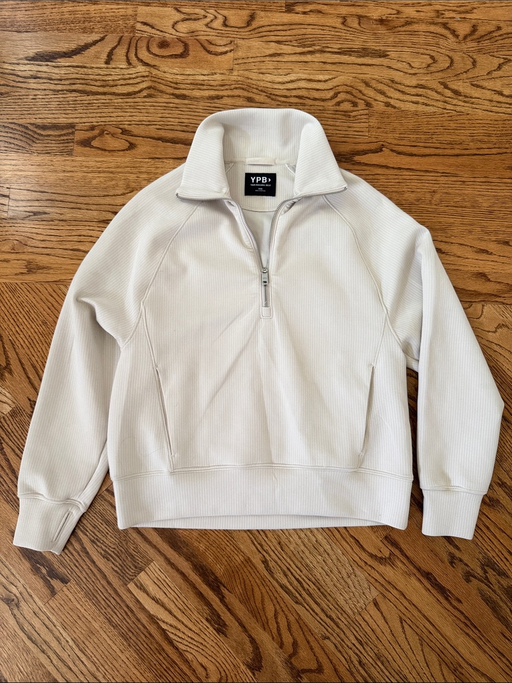 Abercrombie & Fitch Cream Ribbed Quarter-Zip Pullover